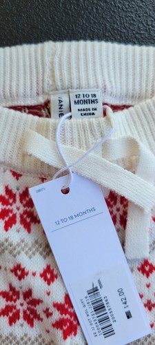 Janie And Jack Red/White Knit Cozy Pants Holiday Sz 12-18M NWT - Picture 5 of 10