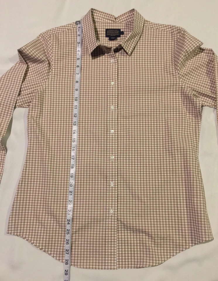 NUEVO CON ETIQUETAS PENDLETON Camisa de Vestir Para Hombre Botón Delantero Manga Larga Marrón Blanco Cuadros L Foto 3 de 4