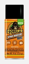 GORILLA Glue Heavy Duty Super Strength Spray Adhesive Clear Multi Purpose 4 oz