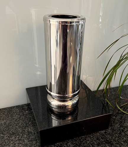 Edelstahl Grablaterne Vase Grablampe Grableuchte Grablicht Sockel Granit Schwarz - Bild 10 von 10
