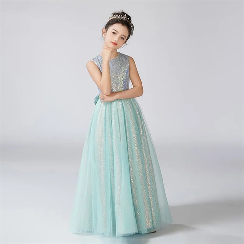 Girl O-Neck Dress Girl Dresses Sleeveless Kids Birthday Formal Princess Gowns - Picture 5 of 17