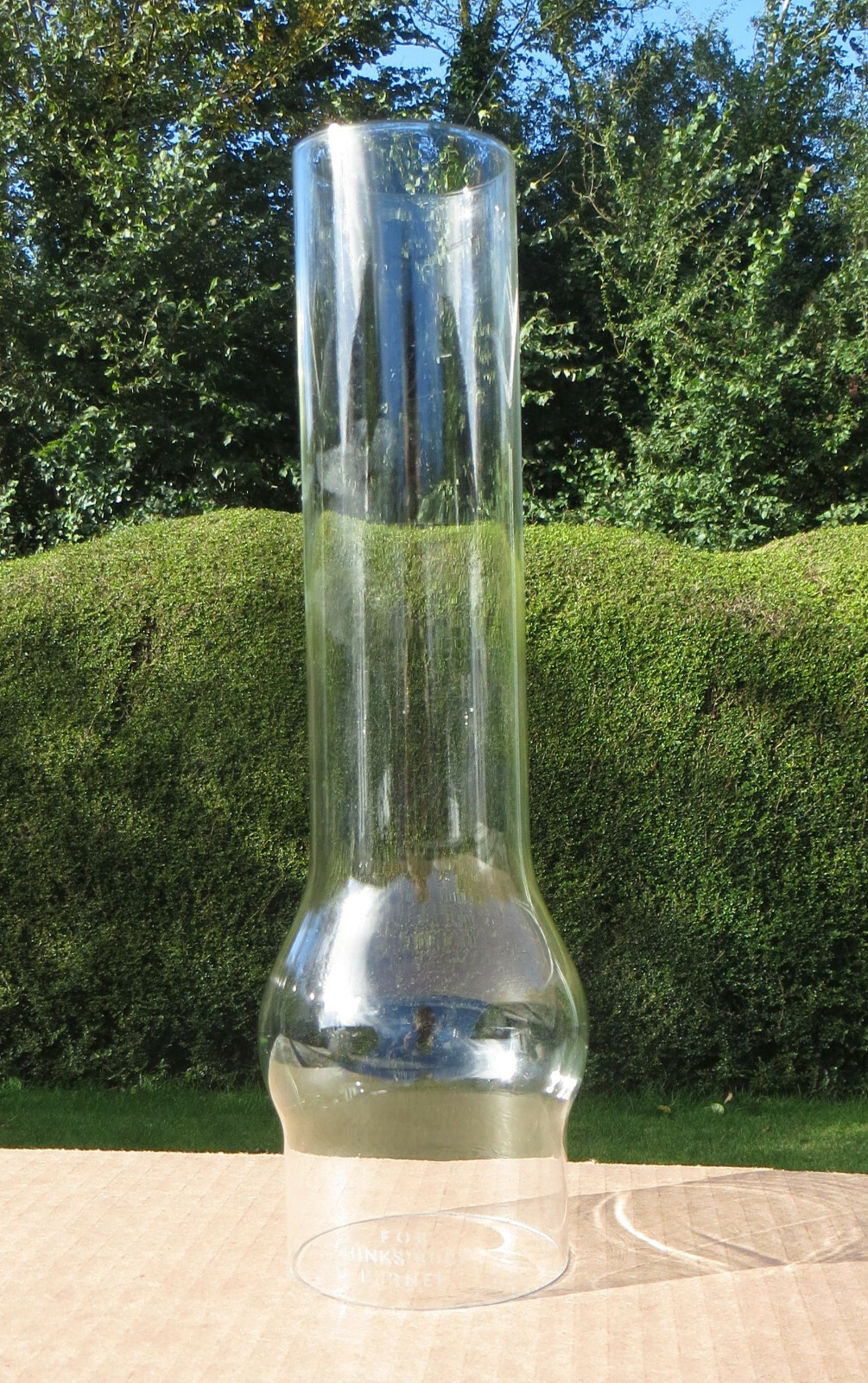 Round Bulge Glass Oil Lamp Chimney etched FOR HINKS 80 CP BURNER 74.5MM