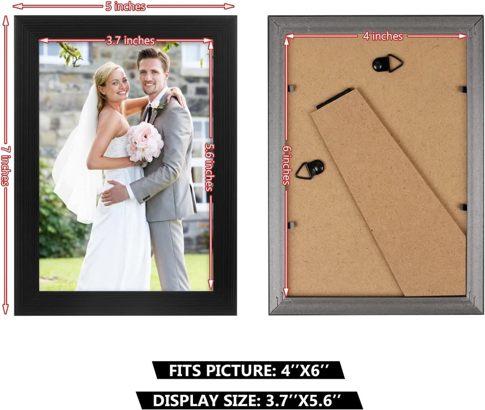 PECULA 2 Pack 4X6 Picture Frame, Black Picture Frame for Wall and Tabletop Displ - Изображение 4 из 4