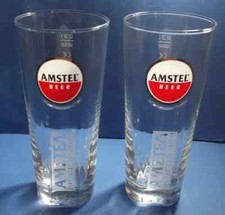 GRIECHENLAND AMSTEL BIER 2er Set klare hohe Biergläser 0,3l griechisches logo...