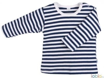 Weiß-blaues Langarmshirt aus Bio-Baumwolle 4/6 Jahre IOBio Popolini