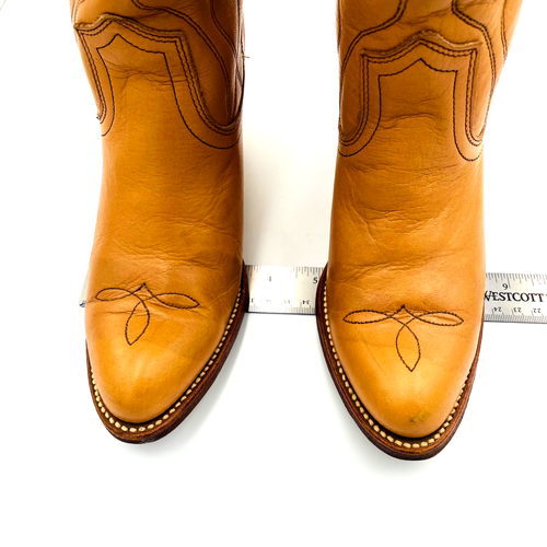 Botas Frye Western De Colección Años 80 Cuero Caramelo Mujer’s 6 1/2b Tacón Pilable - Imagen 19 de 22