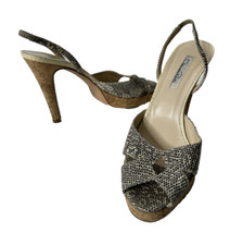 Oscar de la Renta Women Size 38.5 US 8.5 Snakeskin Sling Back 5" Heels