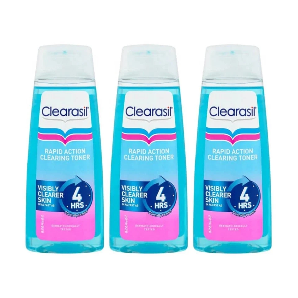 Clearasil Rapid Action Clearing Toner Wash Visibly Clearer. 3 Pack X 200ml