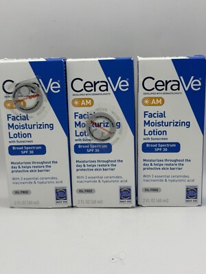 CeraVe AM Facial Moisturizing Lotion with Sunscreen SPF 30 60mL(2 Oz) 3PKS