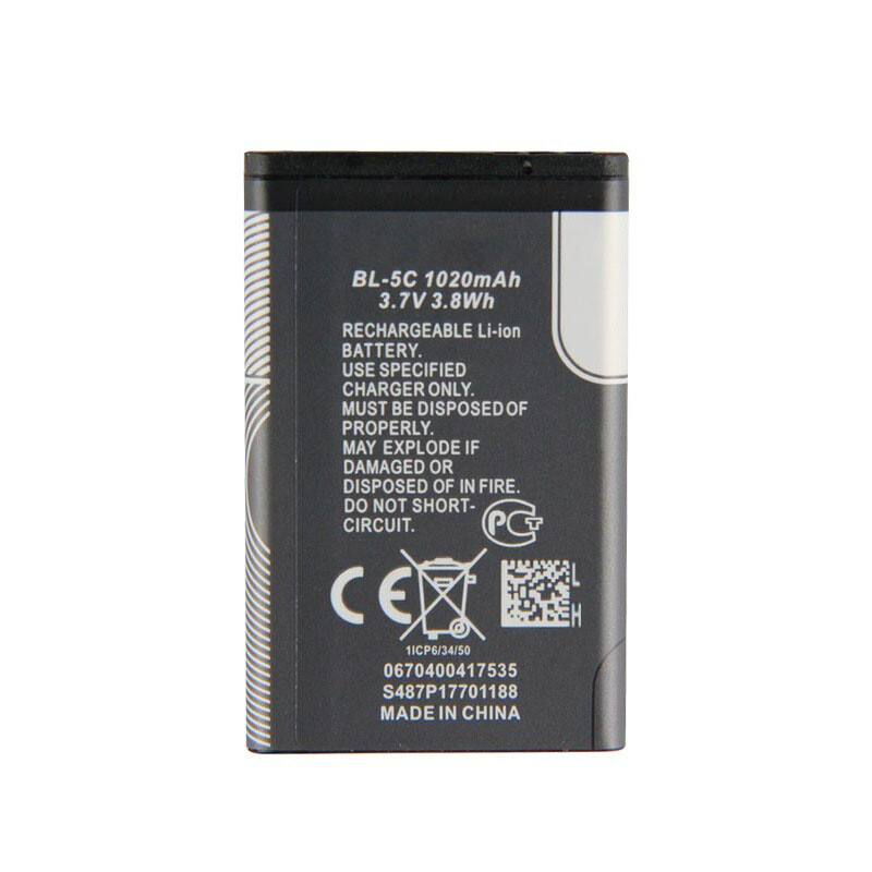 Original Nokia BL-5C / BL5C Replacement Li-Ion Battery 3.7V, 3.8Wh