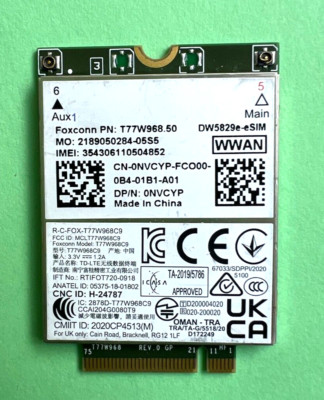 Latitude 7310 7410 WWAN DW5829e-eSIM T77W968.50  LTE 4G  NVCYP