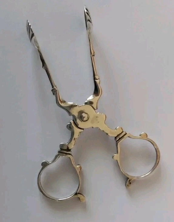 Pinças de chá georgianas antigas prata açúcar gelo pequenas - Imagem 3 de 4