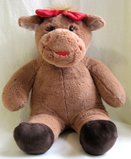 Build A Bear Holly Moose Plush Toy Brown 16" Red Bow Holiday Stuffed Animal