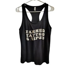 Tanned, Tatted, & Tipsy Black Tank Top XL
