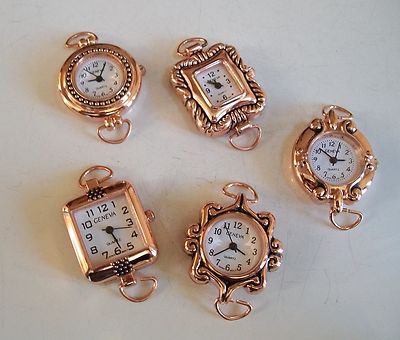 SET OF 5 ROSE GOLD FINISH WOMEN'S WATCH FACES FOR BEADING OR OTHER USE