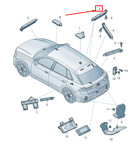 Amplificateur d'antenne supérieur arrière gauche pour Audi Q8 4Mn 4M8035225C