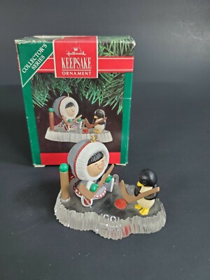 Hallmark Frosty Friends Eskimo Penguin Hockey 1991 Collector Series Keepsake