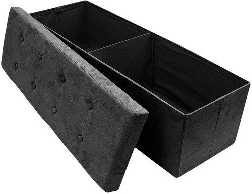 Storage Bench Chest Large Collapsible/Folding Bench Ottoman w/Cover Organizer - Picture 15 of 19