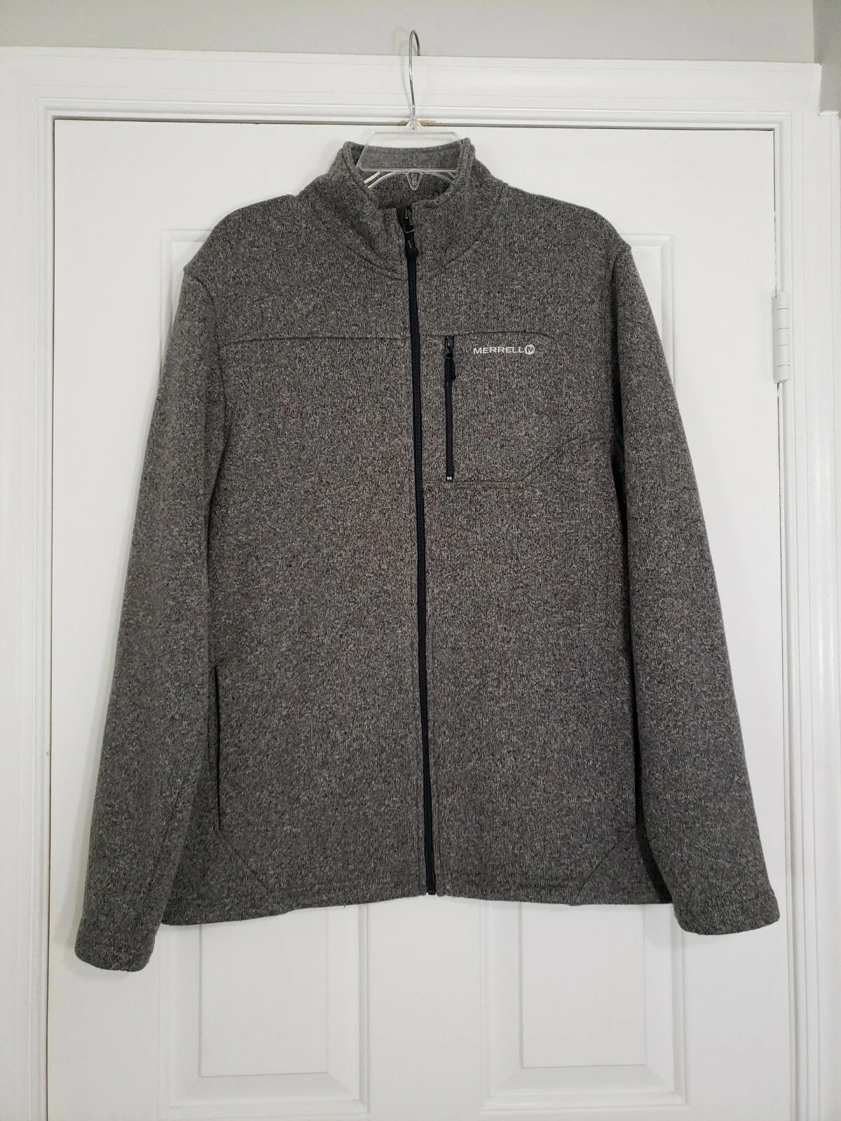Merrell Gray Full Zip 3 Pocket Polyester Fleece Knit Jacket Men's Medium