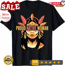 2025/Native american indigenous girl with feathers T-Shirt, Unisex Tees