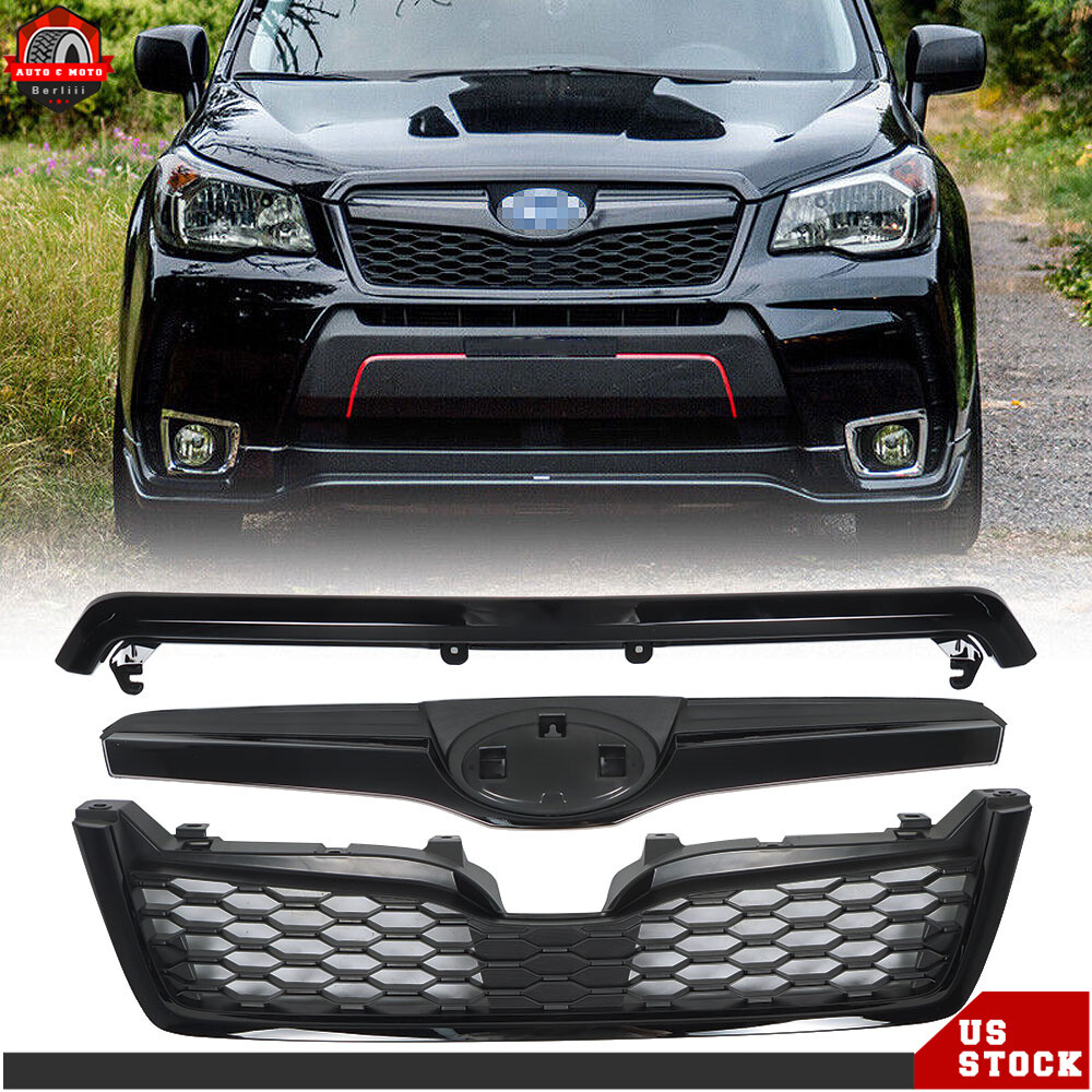 Front Bumper Upper Grille Black Grill For 2014/2015/2016-2018 Subaru Forester