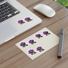 Elegant Purple Rose Sticker Sheets for Floral Lovers, Scrapbooking, Planner