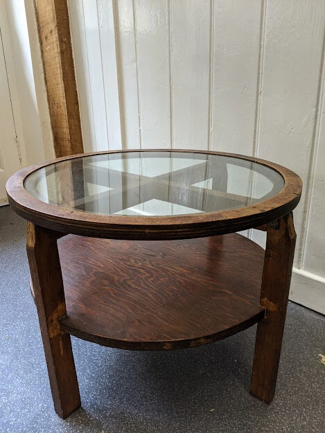 Vintage two tier cheap round side table
