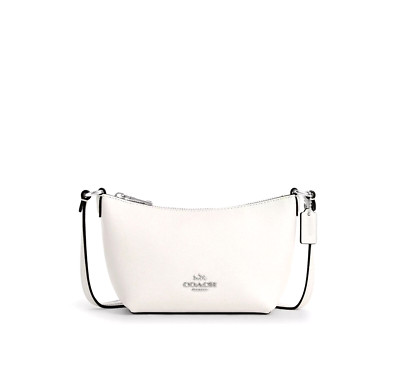 NWT Authentic Coach CW336 Zip Top Leather Crossbody Purse Chalk Off White
