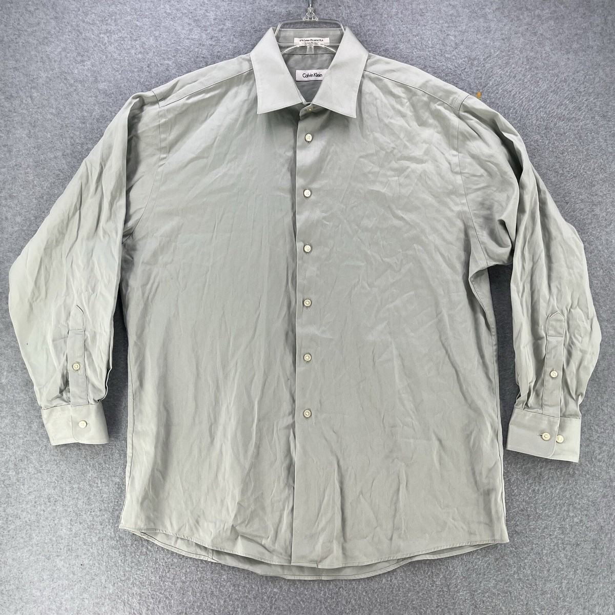 Calvin Klein Mens Dress Shirt Size 16.5 32/33 Button Up Long Sleeve Gray  Camisa