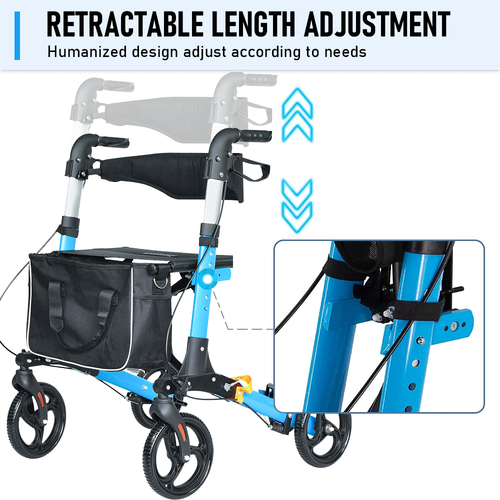 Mobility Walker Aids Frame Rollator Foldable X-Fold Walking Aid Indoor Outdoor - Picture 4 of 10