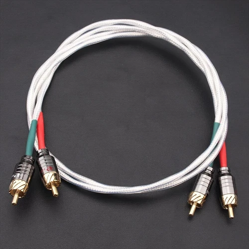 2-adrig reines Kupfer versilbert Cinch Signalkabel 2RCA auf 2RCA Audio Signalkabel - Bild 2 von 5