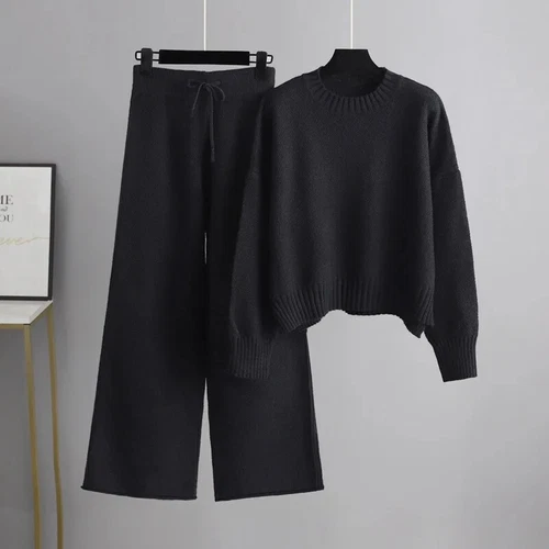 Women Leg Pant Suit Two Piece Sets Knitwear Sweater Tracksuits Sweater - Picture 10 of 42