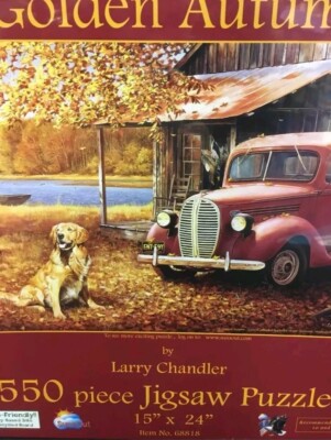Brand NEW SUNSOUT 'A GOLDEN AUTUMN' by LARRY CHANDLER 550 Piece Jigsaw Puzzle