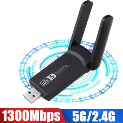 WiFi Stick für PC Fest, 1300Mbps, WiFi-Antenne USB 3.0 Dongle 2.4GHz/5