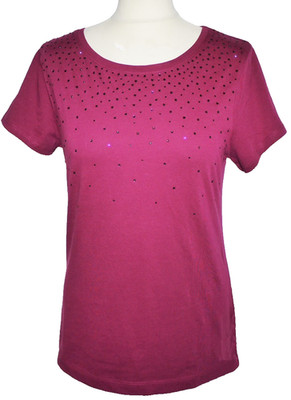 ZERO Shirt Gr.44 fuchsia pink Pailletten Kurzarm Set ++Neu++
