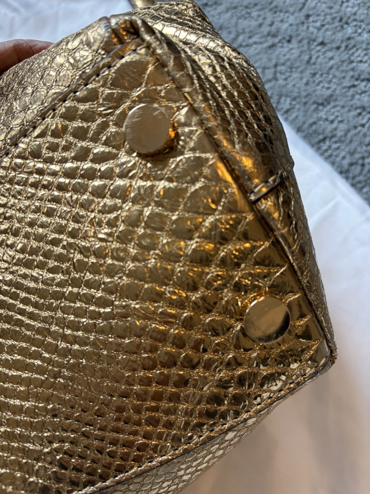 Michael Kors Metallic Gold Python Embossed Leathe… - image 17