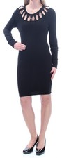 FRENCH CONNECTION Womens Black Long Sleeve Body Con Cocktail Dress XS