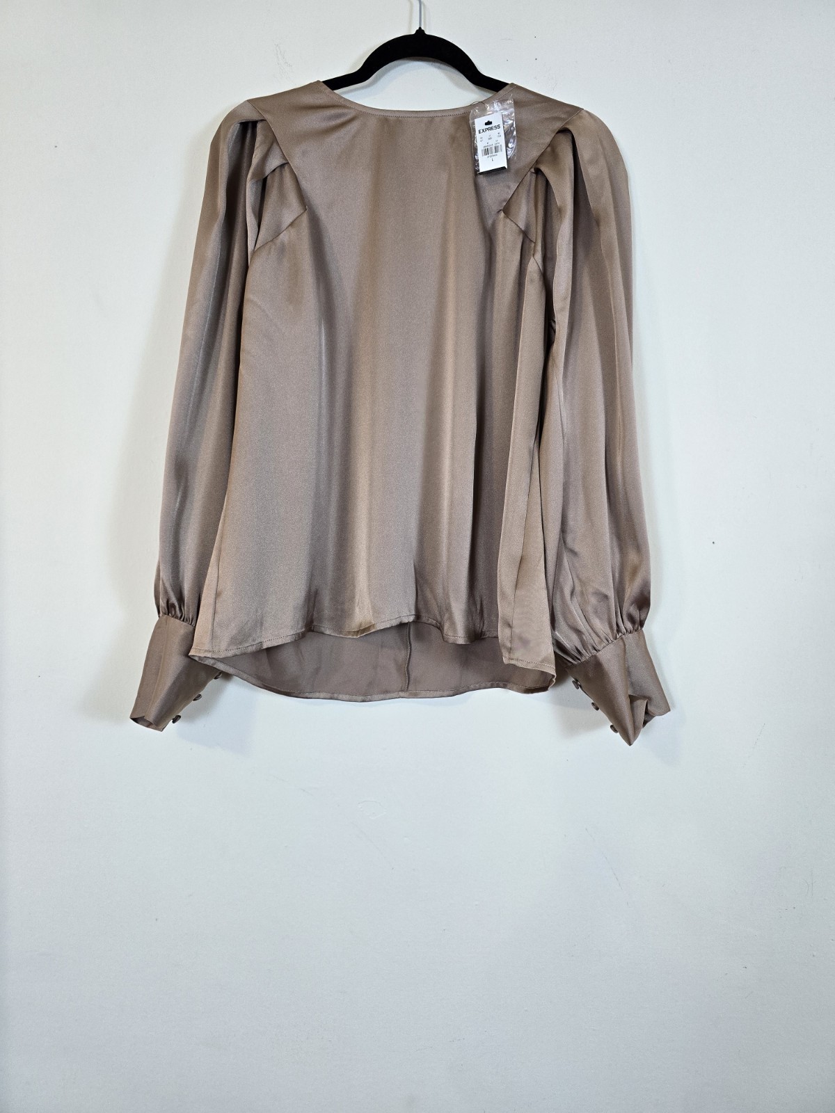 express womens satin champagne Blouse large size XL