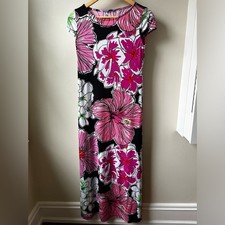 TORI RICHARD Floral Maxi Dress Hawaii USA Stretch Comfy Aloha Vacation Beachy XS