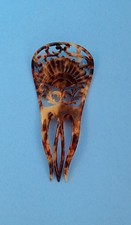 Vintage Faux Tortoise Shell Hand Carved Hair Comb