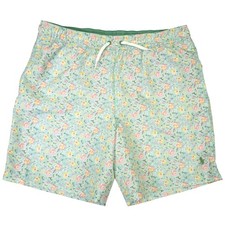 NEW Polo Ralph Lauren Swim Trunks Boys XL Green Floral Drawstring Mesh Lined
