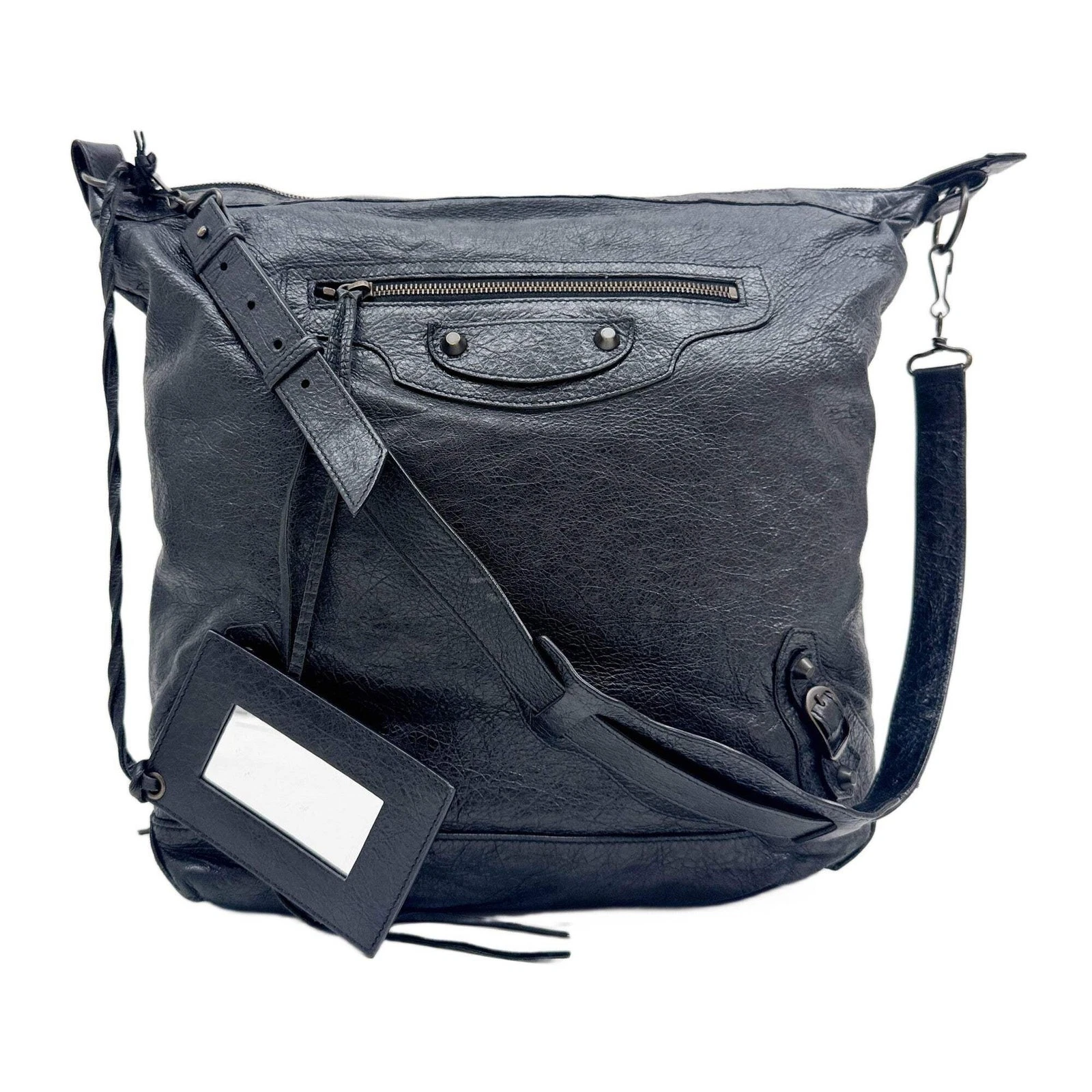 Balenciaga — BALENCIAGA The Day Black Leather Shoulder Bag