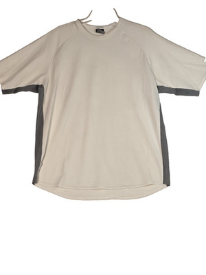 Men's Size L NIKE golf shirt Sphere Short Sleeve White Grey Athletic collarless