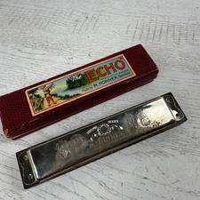 Vintage M. Hohner The Echo Harmonica Key of G 32 Reeds Germany 8362/32 with Box