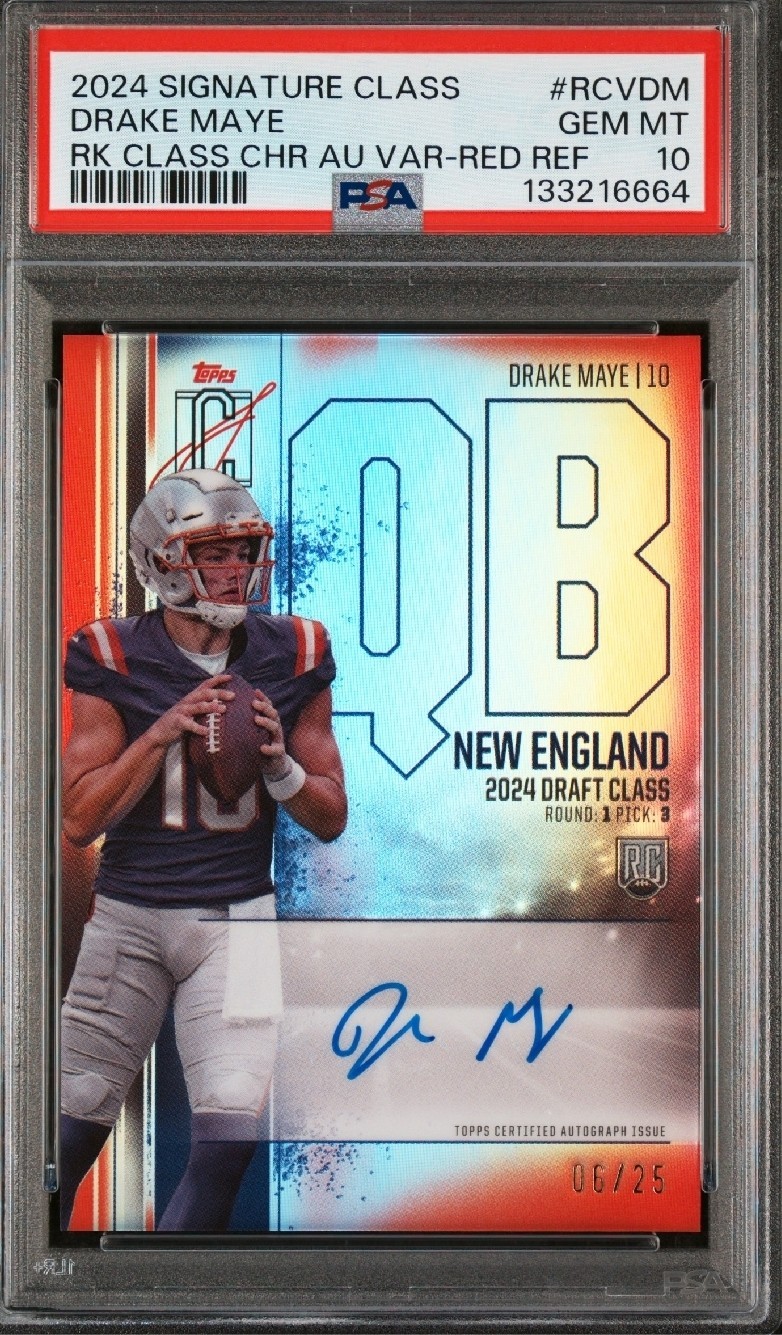 Drake Maye Topps Signature Class Rookie Class Chrome Autograph Variation #RCVDM Base