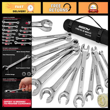 14-piece Flare Nut Wrench Set Metric Sae Offset Brake Line Wrenches Organiz