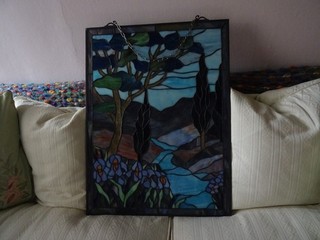 Superb stained glass panel with chain.