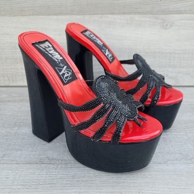 YRU x Elvira Spider Pump Platform Heels Goth Red Black Sz 6.5 | eBay