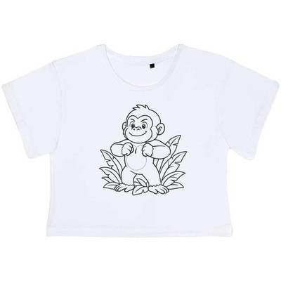 'Proud Baby Gorilla' Women's Cotton Crop Tops (CO056545)
