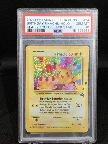 PSA 10 Birthday Pikachu Holo #24 Celebrations Classic Pokémon 2021